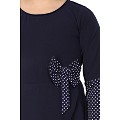 Polka dotted asymmetrical dress for kids- Navy Blue